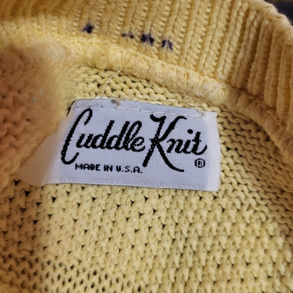 Vintage Cuddle Knit Butter Yellow Short Sleeve Sweater 100% Cotton Size M/L - Picture 5 of 6